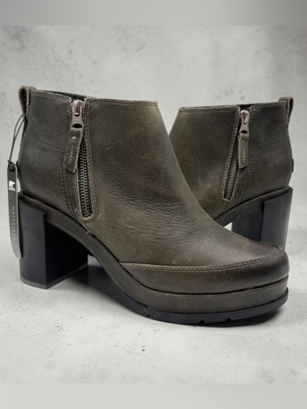 New SOREL Blake Zip Ankle Waterproof Booties Quarry Size 8 Women